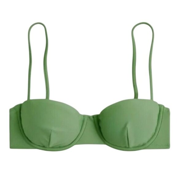 NEW J. Crew Balconette Underwire Bikini Swim Top Rustic Willow/Sage‎ Green 32B - Picture 1 of 11